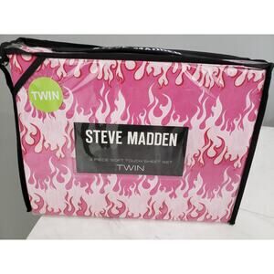 Hot Pink Fire Flames TWIN bed Sheets Set y2k gothic punk Harley Girl Biker Chic